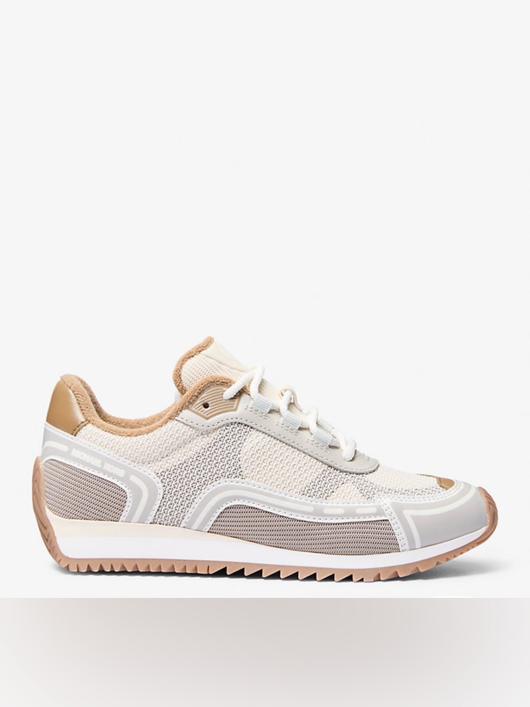 Michael Kors Cream And Tan Mesh Low-Top Sneakers
